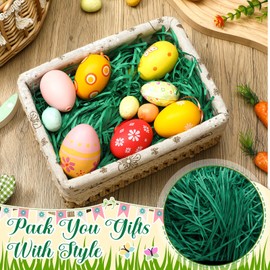 Motipuns 36 oz Dark Green Easter Grass Shredded Paper Basket Filler Stuffers Cut Paper Raffia Grass for Easter Gift Box Hunt Decor Easter Wrapping Boxes Bags