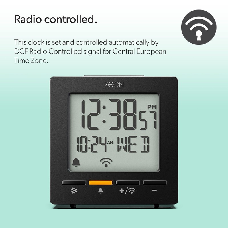 ZEON CE4555-DCF Digital Radio Alarm Clock for Central European Time