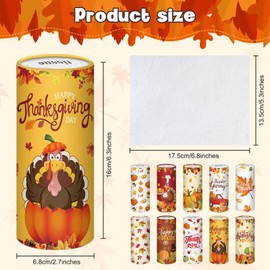 Hushee 10 Pcs Thanksgiving Car Tissues Cylinder Holder Boxes with 500 Facial Tissues Pumpkin Tissue Box for Car Fall Round Tissue Tubes for Cup Holder Home Office Travel, 10 Styles