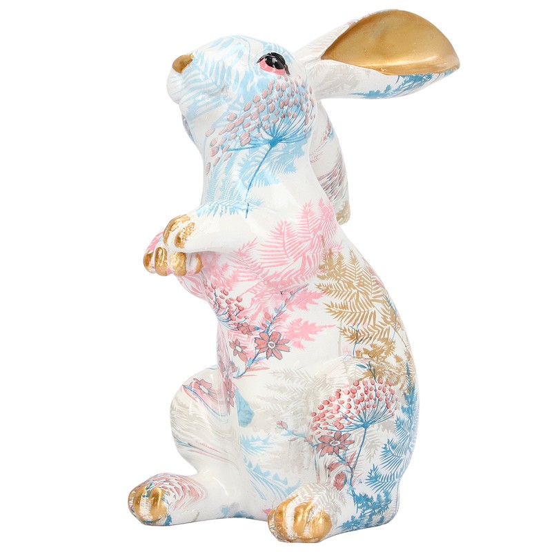 Rabbit Statue Nordic Style Handcrafted Painted Resin Rabbit Desktop Ornament