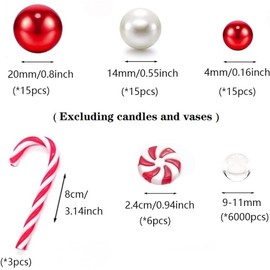 Kelurul 10058 PCS Christmas Vase Filler, Christmas Vase Filler Beads Pearl and Various Sizes Candy Water Gel Beads for Vase Filler Table Centerpieces Party Decor Suitable for 3 Vases