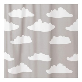 iDesign Fabric Shower Curtain with Cloud Pattern Water-Resistant Shower Curtain for Kids, Teenagers, College Dorm Bathrooms, 72" x 72", Gray and White