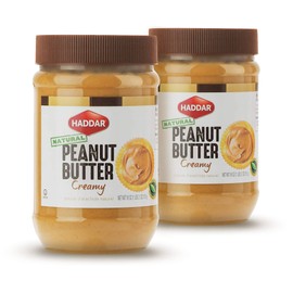 Haddar, 100% Pure & Natural Creamy Peanut Butter, 18oz Jar (2 Pack), 100% Peanunts | Just one Ingredient | Unsalted | Non GMO | No Added Sugar or Palm Oil | Certified Kosher