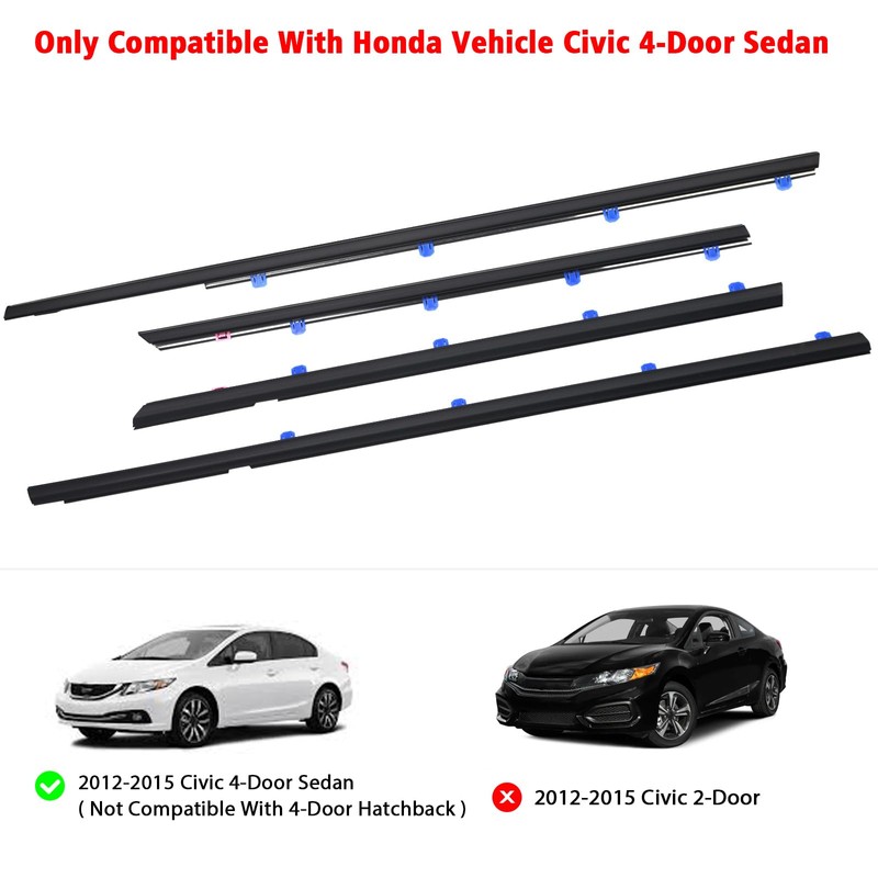 ZONFANT 4 Pcs Car Outer Door Window Moulding Trim Weatherstrip