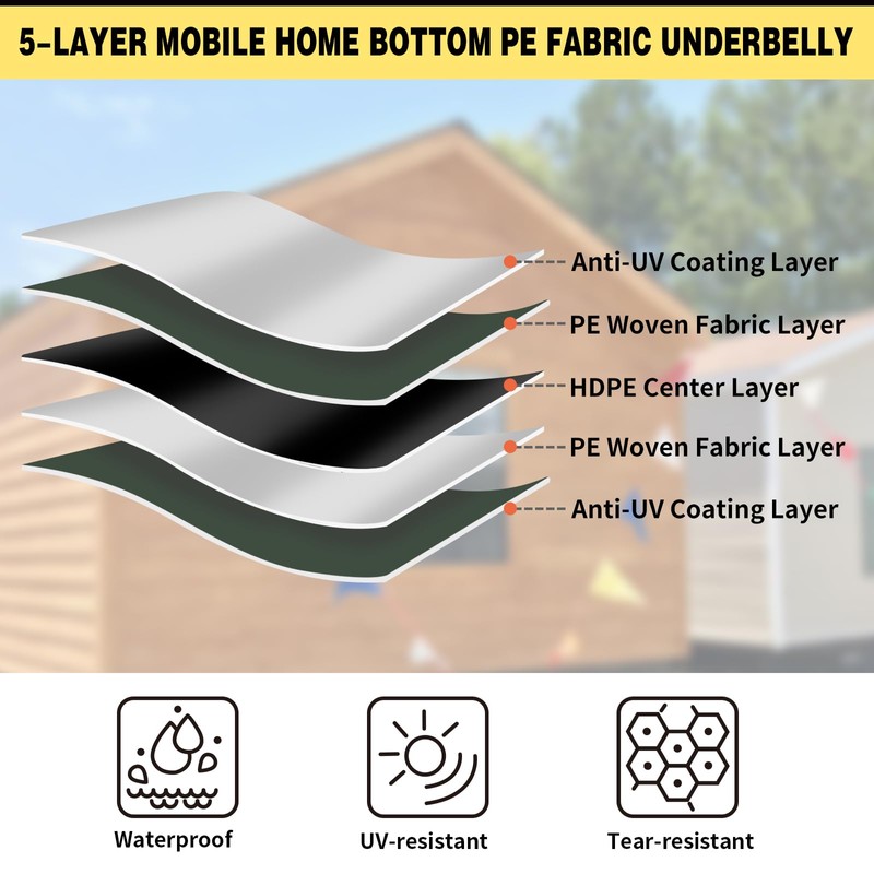 16x50ft Mobile Home Bottom Board PE Fabric Underbelly, Mobile Home