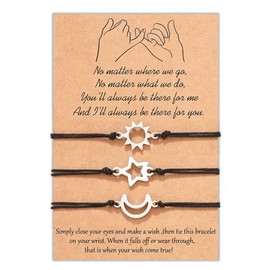 3 Pcs Friendship Promise Bracelets, Adjustable Distance Matching Bracelets for Best Friends, Family& Sisters, Friendship Bracelets Birthday Gift for Girlfriend Boyfriend Teen Girls Women Men