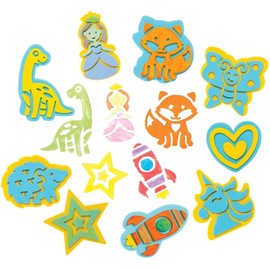 Baker Ross FE501 Foam Stamp Craft Set - 20 Pieces, Craft Stamps, Stamp Sets for Children, Ideal for Kids Arts and Crafts Projects