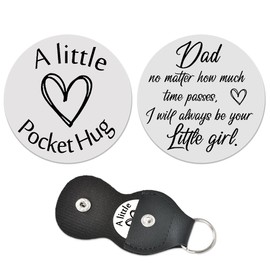 Pocket Hug Token Keychain Gift Dad Fathers Day Birthday gifts from Daughter Dad Daddy Father Christmas Presents for Men Father Daddy with PU Leather Keychains