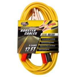 Road Power 84358802 12-Feet, 8-Gauge Medium-Duty Booster Cable Car Battery Jumper Cable