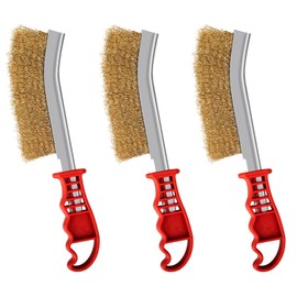 Wire Brush Set of 3 Grill Brush Hand Wire Brush with Curved Plastic Handle for Cleaning Grill Rust Oil Stains Painting Dust