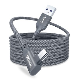AkoaDa Compatible Link Cable 6 m, Link Cable with Signal Booster, 90 Degree Angle High Speed Data Transfer & Fast Charging Link Cable Compatible VR Headset and Gaming PC