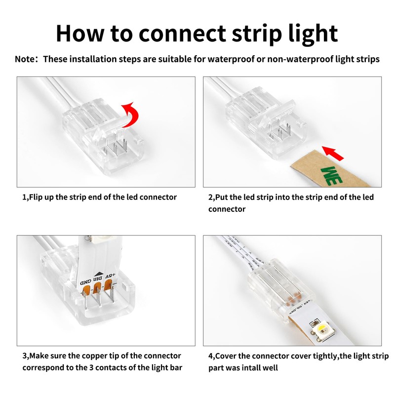 RGBZONE 3 Pin 10mm LED Connector Kit with 32.8ft 3