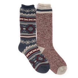 MUK LUKS Men's 2 Pk Heat Retainer Socks, Multi, OS