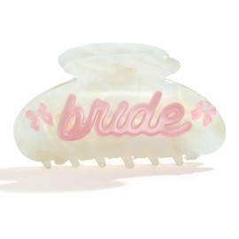 Glorig Acrylic Bridal Hair Clips For Women Cute Pink Bow Hair Claws Fashion Letter Bridemaid Claw Clips Bride Hair Accessory Chic Wedding Hairclips Accessory Gift