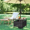 LZRS Adirondack Square Outdoor Side Table with Umbrella Hole, Pool