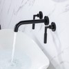 Pattlye Black Wall Mount Faucet, Matte Black Wall Mounted Bathroom