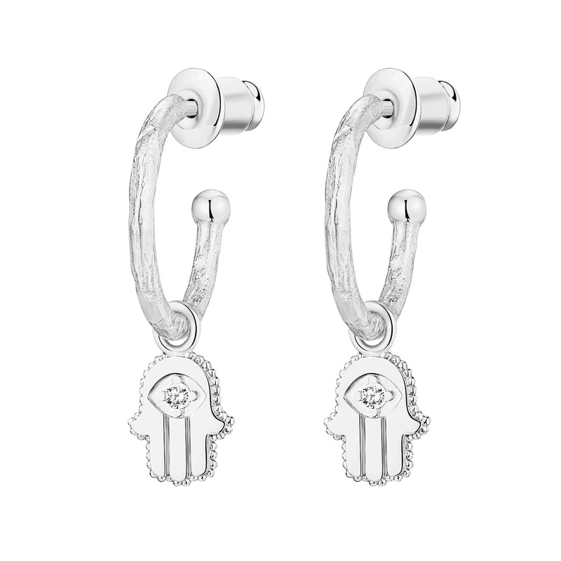 PAVOI 14K White Gold Plated 925 Sterling Silver Post Huggie