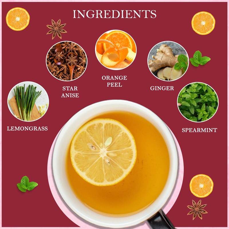 Orange Ginger Mint Herbal Tea 100gm, Natural Herbal Infusion, 50