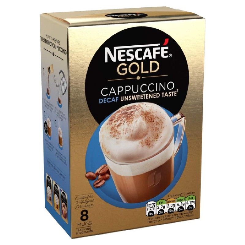 NESCAFÉ Gold Cappuccino Decaffeinated Unsweetened Coffee, 8 Sachets