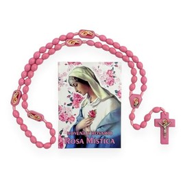 Gigi's Classy Kids La Novena de La Virgen Rosa Mistica con Rosario de Madera 2 Pc Set Virgen Mystic Rose Prayer Book in Spanish Wood Rosary