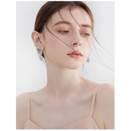 CZ Bridal Earrings for Wedding Sterling Silver Teardrop Cubic Zirconia Crystal Rhinestone Floarl Leaf Cluster Long Fashion Chandelier Statement Earrings for Wedding Party Prom