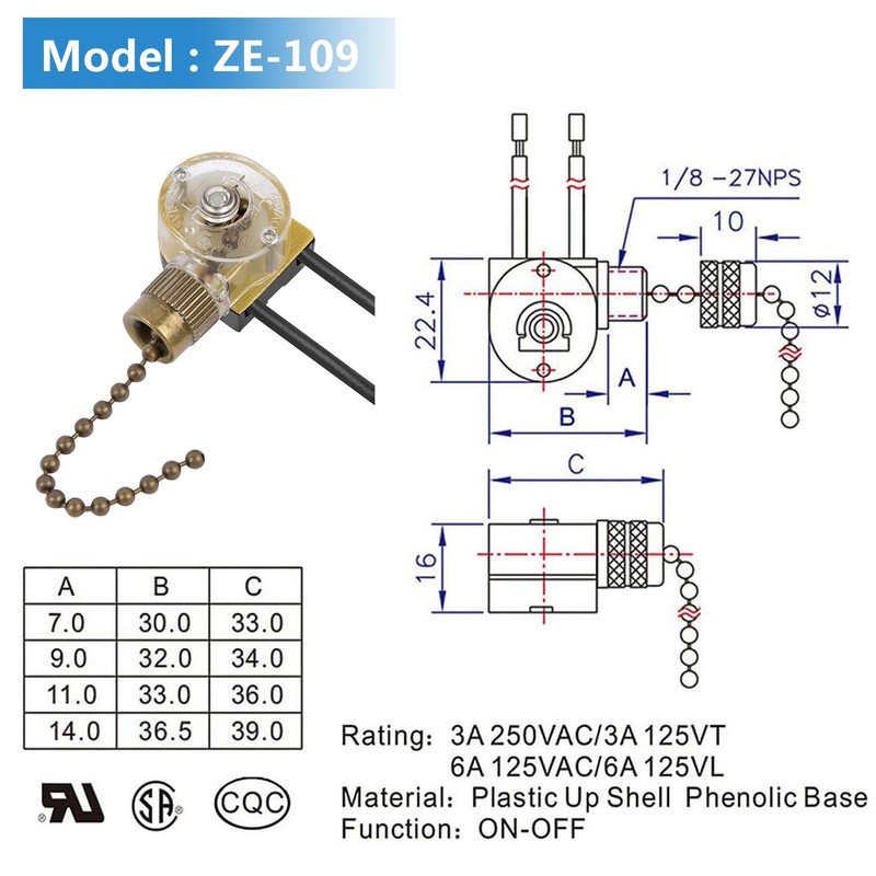 Replacement Speed Control Switch, 2 Pack Zing Ear ZE-109 Ceiling