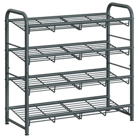 SONGMICS Shoe Rack, 4 Tier Shoe Organizer for Closet, Holds up to 16 Pairs of Shoes, Shoe Rack for Front Door Entrance, Metal Shoe Shelf with Adjustable Tilt Angle, for Entryway, Garage, Grey