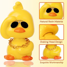 Mwmoeen Duck Bobble Figure Car Decoration, Cool Yellow Duck Dashboard Decorations, Interior Car Accessories, Funny Shake Head Duck Doll Car Toy Gift for Birthday Christmas (Left Hand)