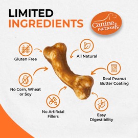 Canine Naturals IrresistiBONES Long Lasting Peanut Butter Chew - Made with Real Peanut Butter - All Natural and Easily Digestible - 3 Pack