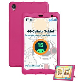 HAOVM Tablet 8 Inch Android 15,MTK Octa-Core CPU 2.0GHz，4G SIM Unlocked Tablet, 12 GB+64 GB, TF Expandable, IPS Display, 5G WiFi, 5MP+8MP Dual Cameras,5100mAh, GPS, Pink Case