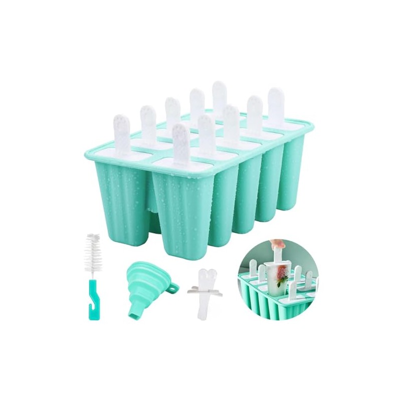 Moldes de silicona para Paletas de Hielo,10 Cavidade Moldes para