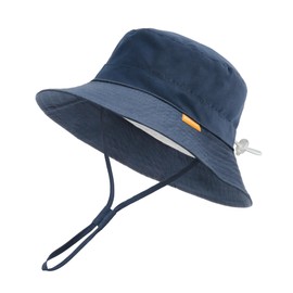 FURTALK Baby Toddler Kids Sun Hat UV Protection Fishing Hat Boys Girls Adjustable Foldable Summer Beach Sun Protection Bucket Hat with Wide Brim, navy, 5 years