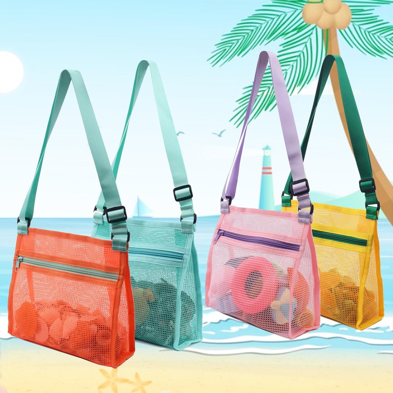 MUYIZI Beach Mesh Bag Beach Shell Bags for Holding Beach