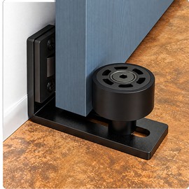 Barn Door Floor Guide for Sliding Doors – Black Anti-Sway Roller Guide for Stable Door Movement in Home Interiors