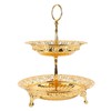 2 Tier Fruit Plate Metal Round Gold Plated Beautiful Cupcake