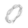 SILVERNANA Moissanite Wedding Band Sterling Silver with 18K White Gold
