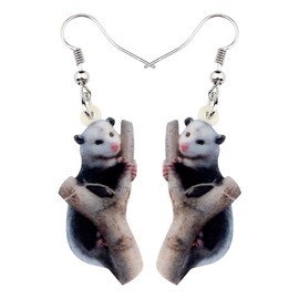 LONYOO Acrylic Adorable Possum Earrings Dangle Charms Opossum Jewellery for Women Girls Possum Gifts (Cedar)