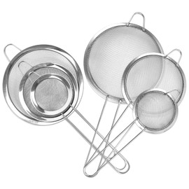 CEYAZYE 6PCS Fine Mesh Strainers Set, 304 Stainless Steel Colander, Sifter, Sieve with Hanging Handle Design, Suitable for Sifting, Filtering Tea, Food, Juice, Pasta, Flour in Kitchen(12", 9", 7.5")