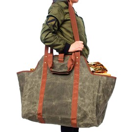 firewood Carrier Log Carrier Wood Holders firewood Indoor Fireplace Log Holder Wood Carrier for firewood firewood Rack firewood Tote Leather Wood Carrier for firewood firewood Bucket (Green)
