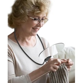 3X Hands-Free Magnifying Glass, Large Magnifer with Flexible Gooseneck for Neck Wear, Magnifying Glass with 5.12" Lens for Reading, Close Work, Sewing, Cross Stitch, Low Vision Seniors