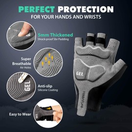 Hikenture Mens Cycling Gloves,5MM Padded Bike Gloves,Breathable & Anti-Slip Half Finger Bicycle Gloves(1053-B1)