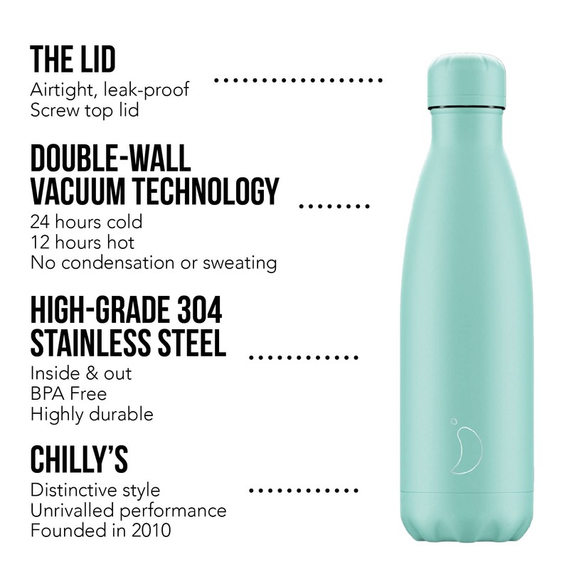 Chilly's Water Bottle - Stainless Steel and Reusable - Leak-Proof,