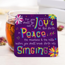 Christian Coasters, Pack of 12 cork coasters, each of a different design, with Bible verses or inspirational words. Beautiful Christian gifts for women or men, by Just Cards Direct (C429a)