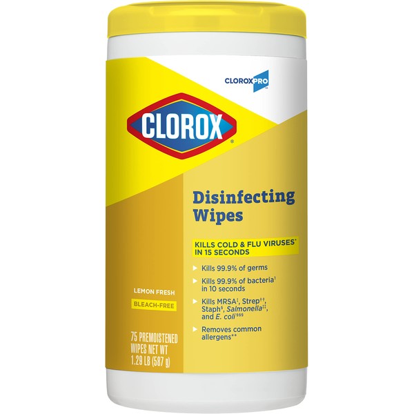 CloroxPro Disinfecting Wipes, Clorox Healthcare Cleaning and Industrial Cleaning, Clorox Disinfectant Wipes, Lemon Fresh, 75 Wipes - 15948