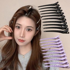 Du bill 금속 Du bill 클립 곱슬 머리핀 바레트 헤어 스타일 스타일링 클램프 이발 도구 푹 머리 뿌리 자용 [H 10PCS bla] Metal Duo Bill Clip Curly Hairpin Barrette Hair Styling Clamp Hair Cutting Tool Root Volume Setter [H 10PCS bla]