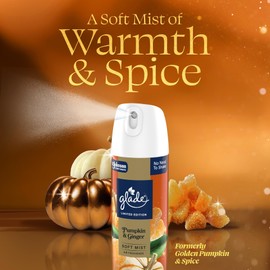Glade Air Freshener Room Spray, Pumpkin & Ginger, Odor Fighting to Deliver Long Lasting Freshness, 8 Oz, 6 Count