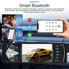 Hikity Car Radio Bluetooth Car Radio 1Din with 4.1 Inch TFT Digital Screen with Bluetooth Hands-Free Kit FM USB AUX TF SWC Reversing Camera