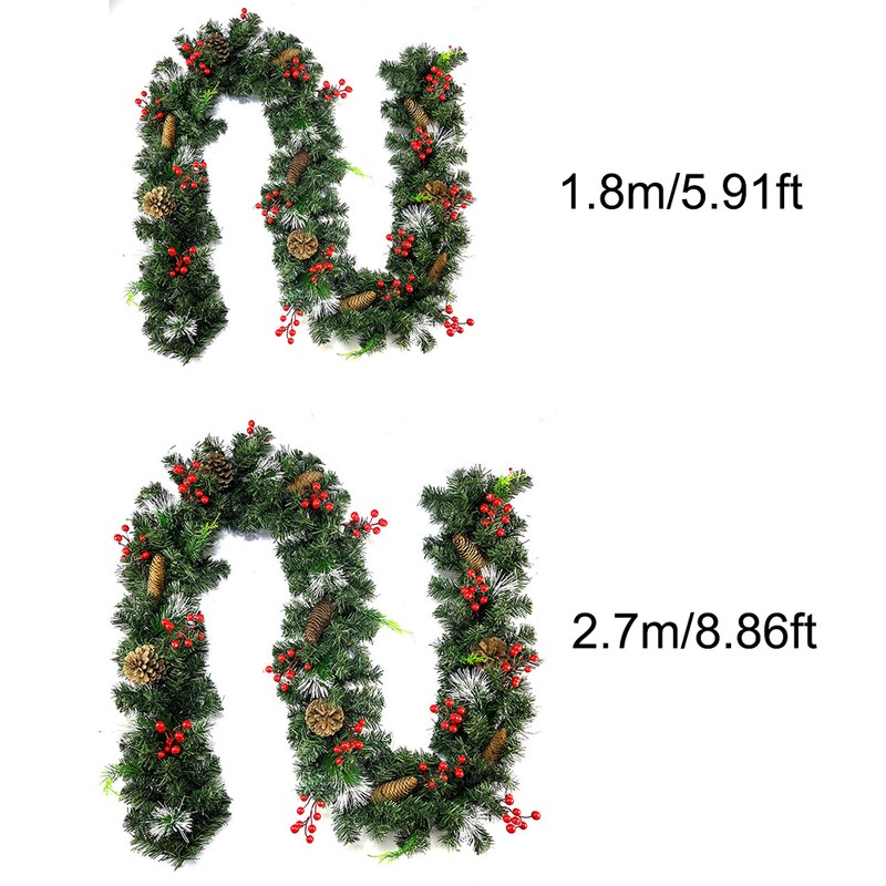 9 FT Long Christmas Garland Flexible PVC Hanging Pendant Artificial