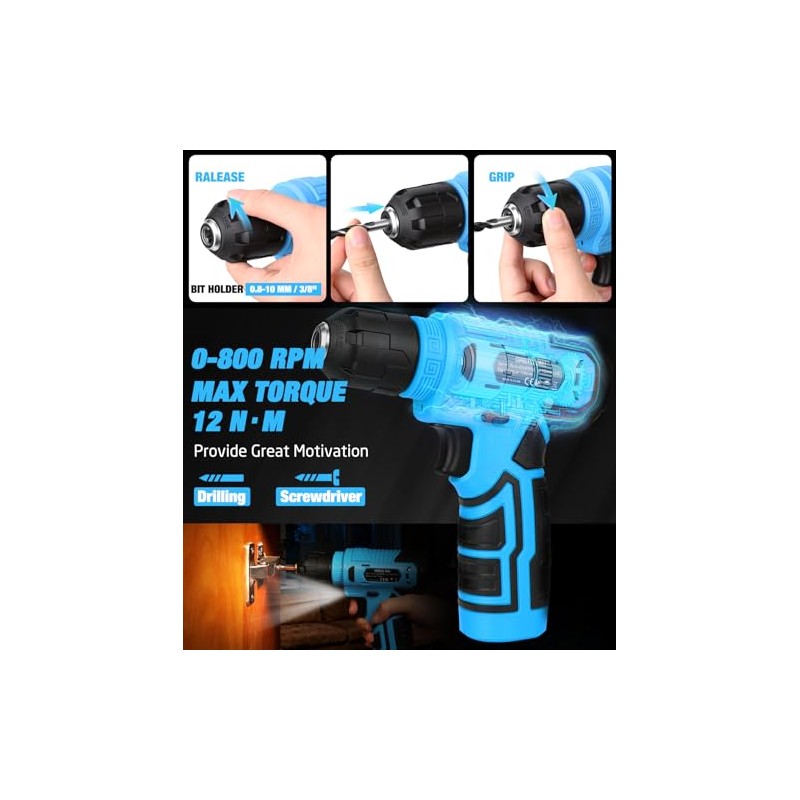 139-Piece Tool Set - Tool Kit with 8V Cordless Drill
