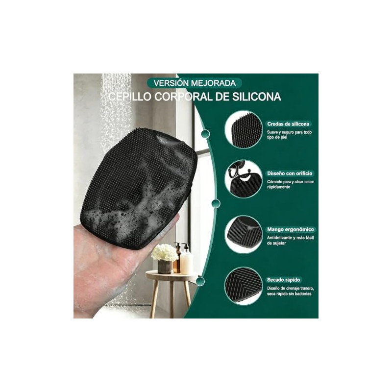 Set Cepillos Corporales Silicona Limpiador Baño Hombres Mujeres Cepillo Espalda